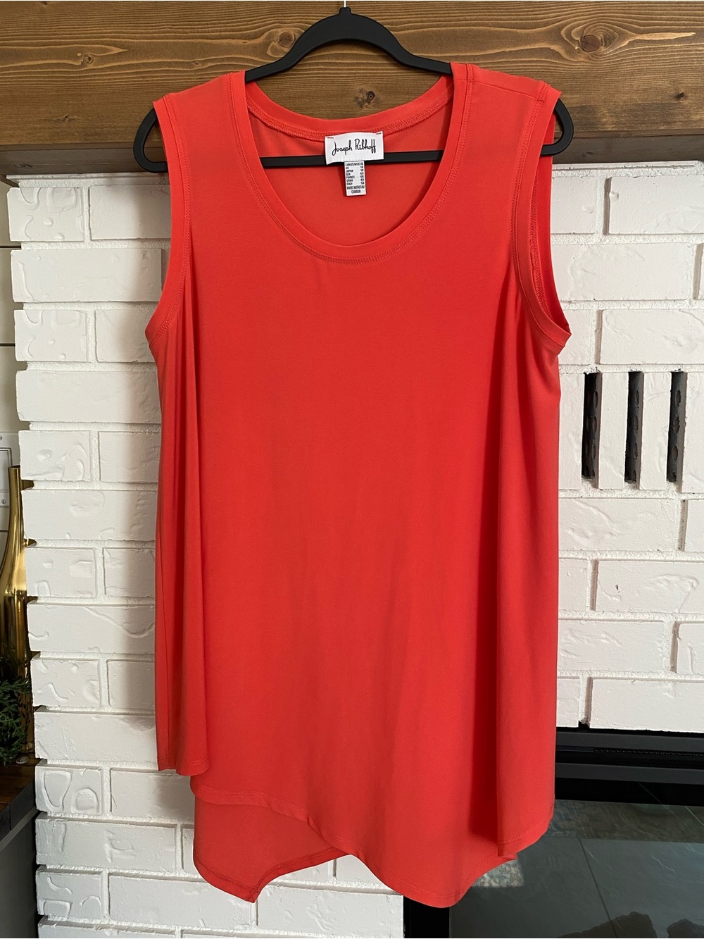 Joseph Ribkoff Coral Pink Sleeveless Asymmetrical Tank